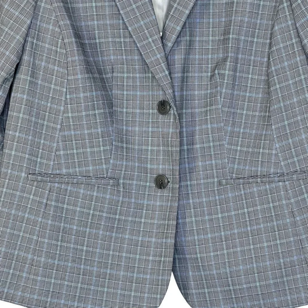 Talbots Springtime Plaid Blue Two Button Blazer | Size 14W